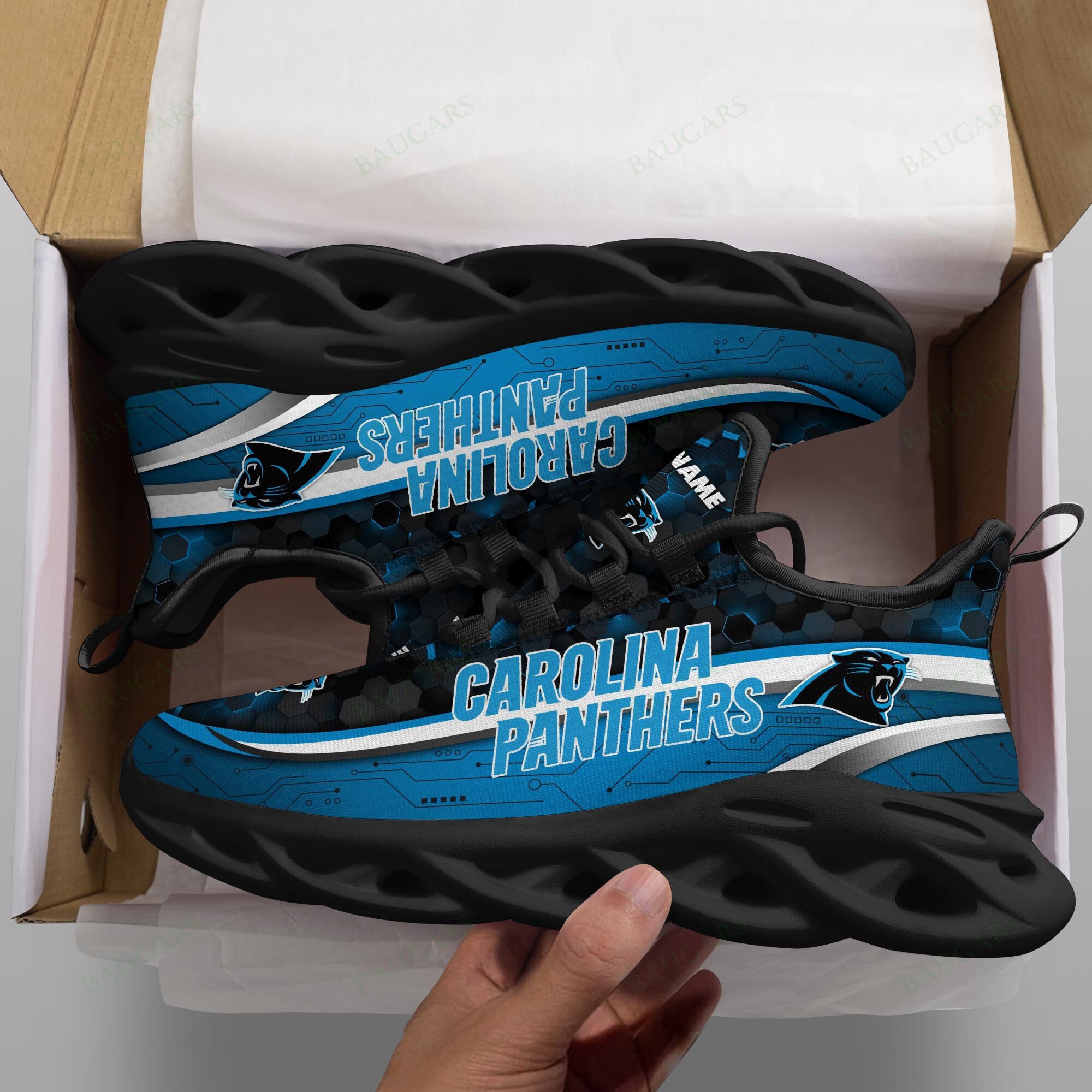 Carolina Panthers Personalized Yezy Running Sneakers Art 1992