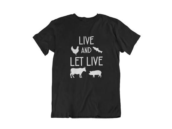 Mens Live And Let Live T Shirt Vegan Shirt Vegetarian Shirt Vegan T Shirt Cow Shirt Punk Shirt Inspirational Shirt Animal Rights