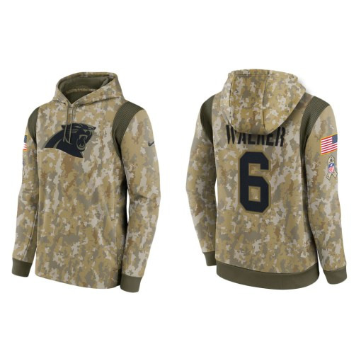 P.J. Walker Carolina Panthers Camo 2021 Salute To Service Veterans Day Therma Pullover Hoodie