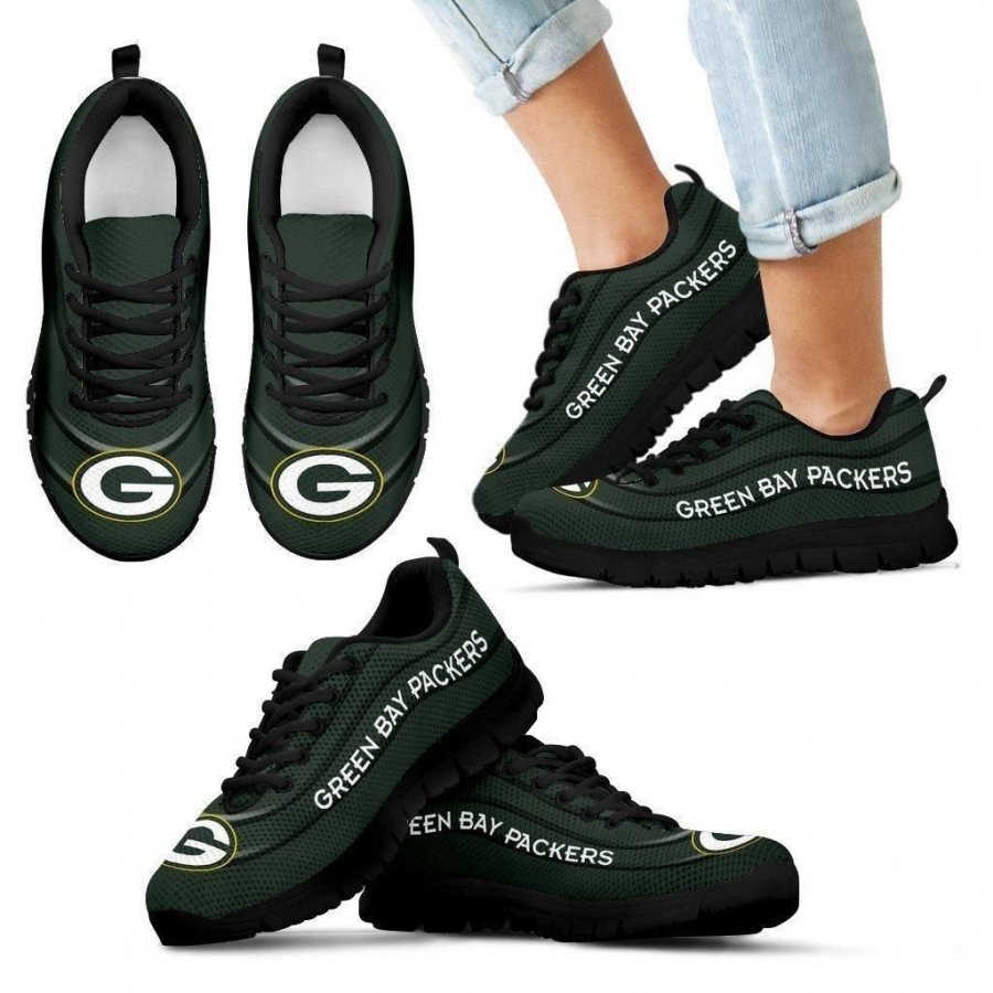 Wave Red Floating Pattern Green Bay Packers Sneakers #504