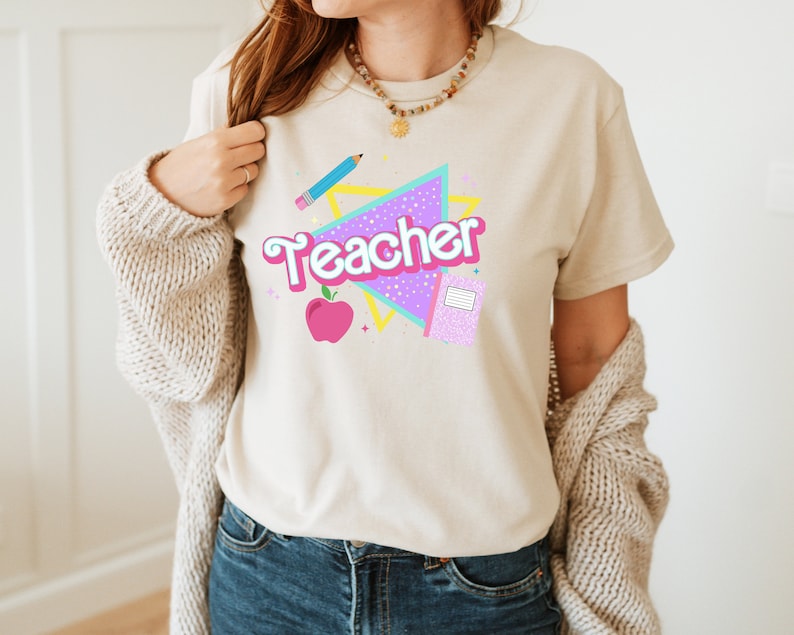 Teacher Shirt, Pink Teacher Shirt, Colorful Teacher Shirt, 90S Shirt, 90S Teacher Shirt, Colorful School Shirt, Back To School Tee