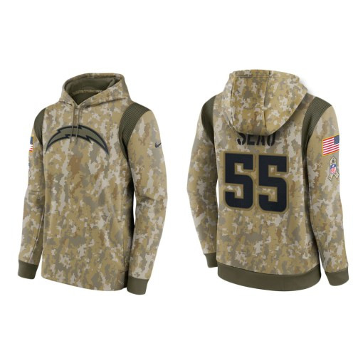 Junior Seau Los Angeles Chargers Camo 2021 Salute To Service Veterans Day Therma Pullover Hoodie