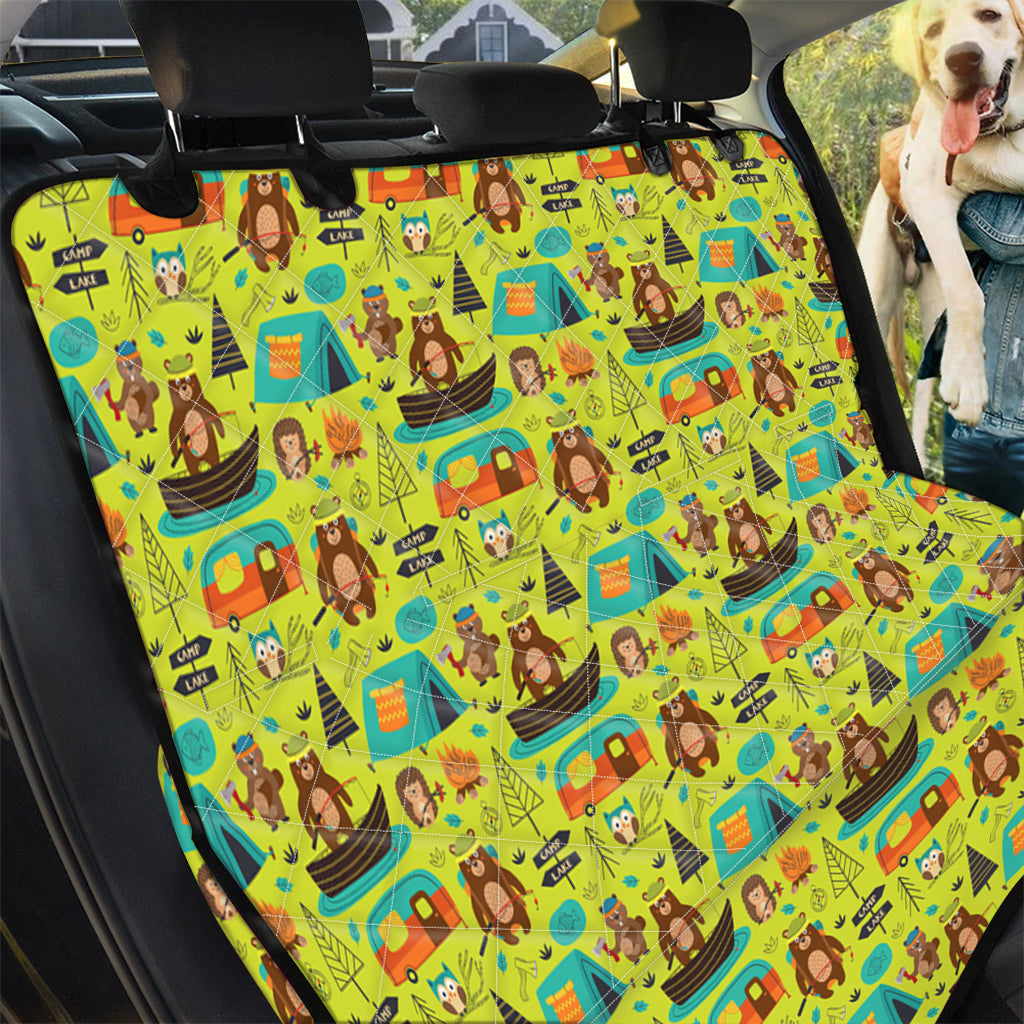 Animal Camping Pattern Print Pet Car Back Seat Cover