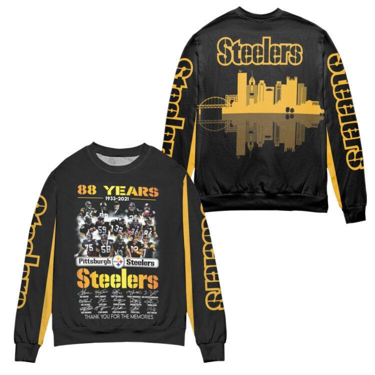 Pittsburgh Steelers Football Team 80 Years Anniversary Ugly Christmas Sweater – All Over Print 3D Sweater – Black