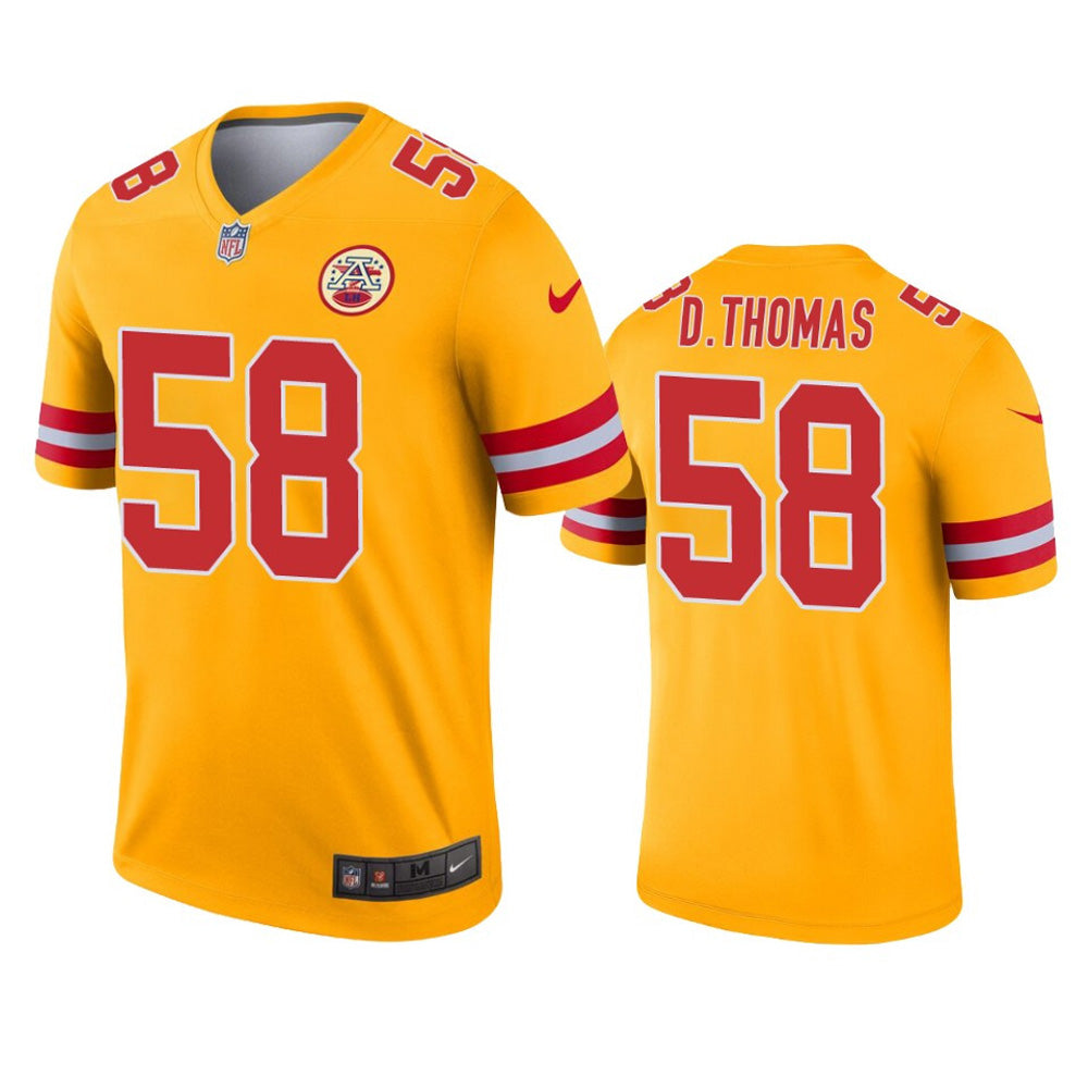 Men’S Kansas City Chiefs Derrick Thomas Inverted Legend Jersey – Gold