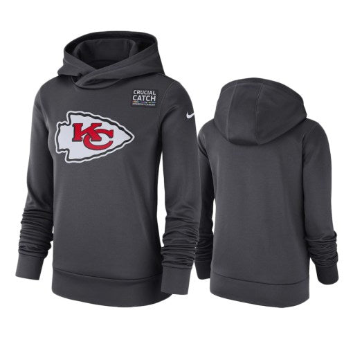 Women Kansas City Chiefs Anthracite Crucial Catch Hoodie