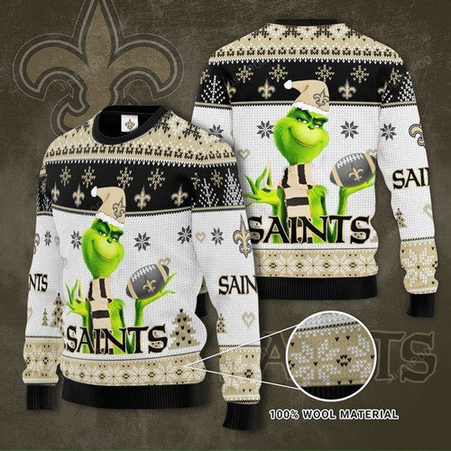 Grinch New Orleans Saints Ugly Christmas Sweater, All Over Print Sweatshirt