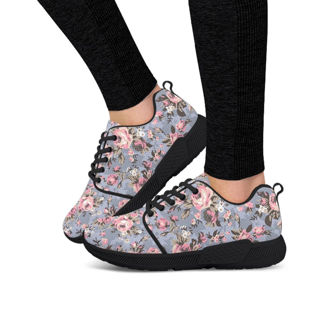 Vintage Pink Rose Flower Print Women’S Athletic Shoes