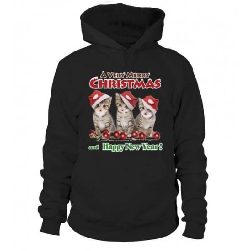 A Very Merry Christmas And Happy New Year Cat Best Gift For All People That Matter To You Who Love Animal Pet Black Unisex Hoodie S-5Xl