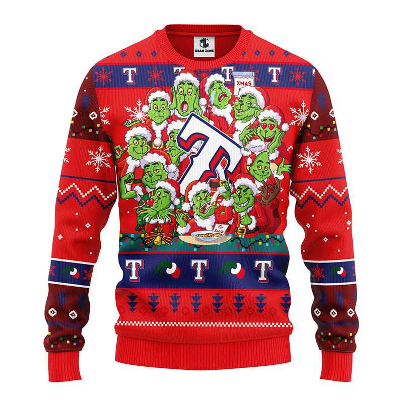 Texas Rangers 12 Grinch Xmas Day Ugly Christmas Sweater