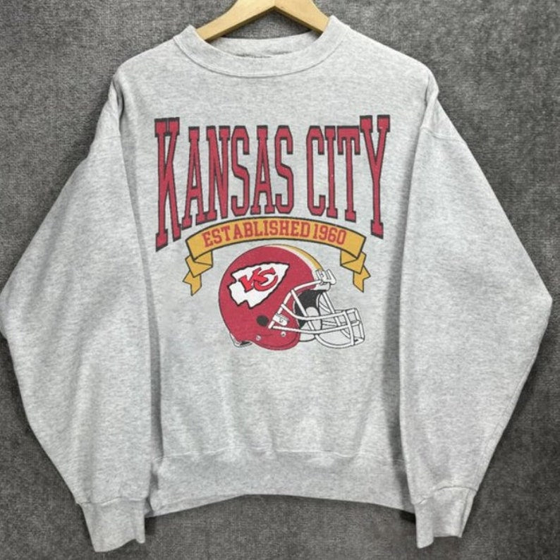 Vintage Kansas City Football Sweatshirt, Nfl Kansas City Shirt, Vintage Kansas City Est. 1960 Sweatshirt, Kansas City Shirt For Fan