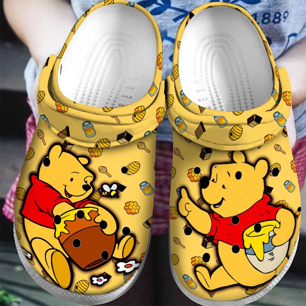 Pooh Cute, Winnie The Pooh Rubber 3D Crocband Clog