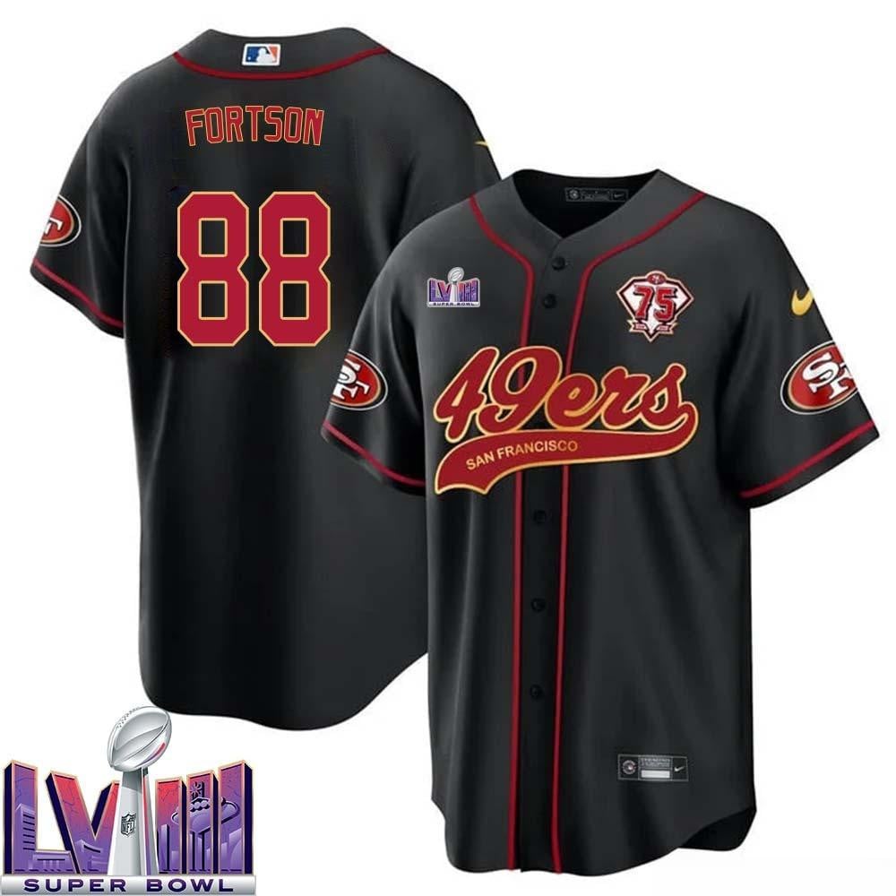 Jody Fortson 88 Kansas City Chiefs Super Bowl Lviii Baseball Men Jersey – Black