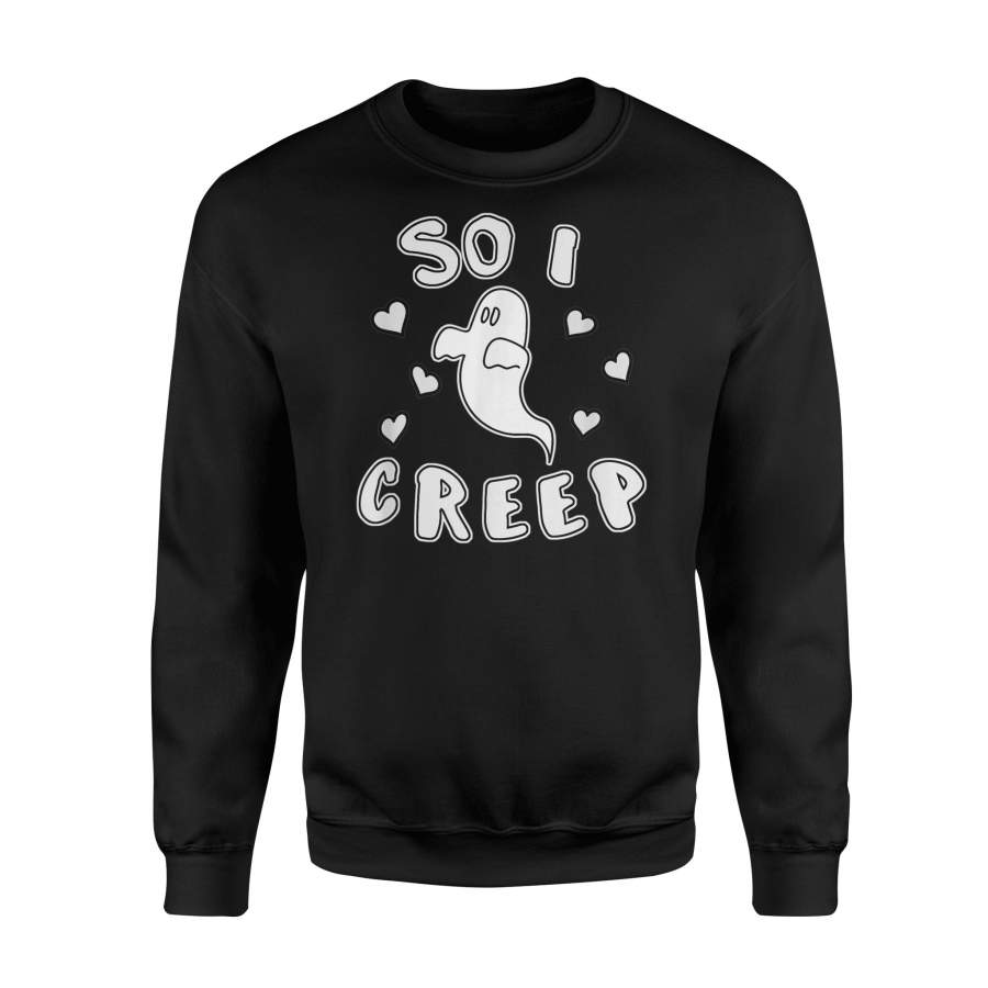 2019 Halloween So I Creep Funny Ghost Hearts – Premium Fleece Sweatshirt