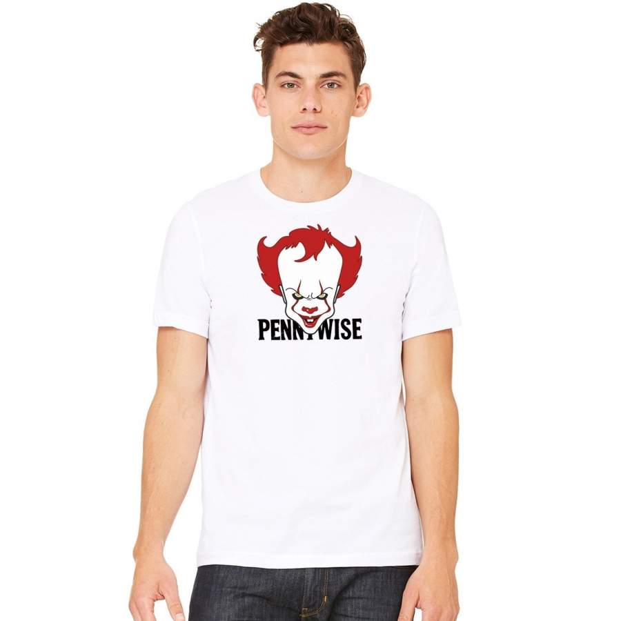 Pennywise Scary Clown It Movie Nightmare Halloween Mens Fashion T-Shirt White S-3XL