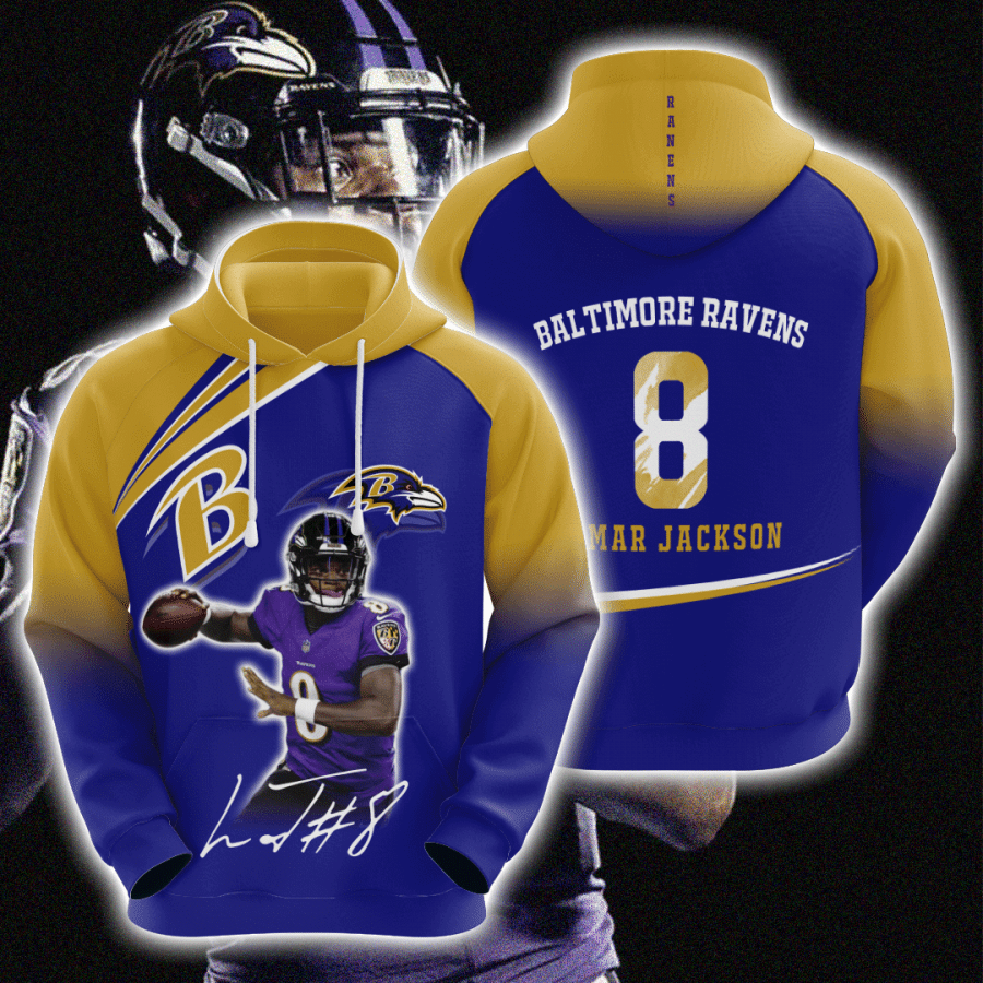 Baltimore Ravens Lamar Jackson 2 Unisex 3D Hoodie Gift For Fans