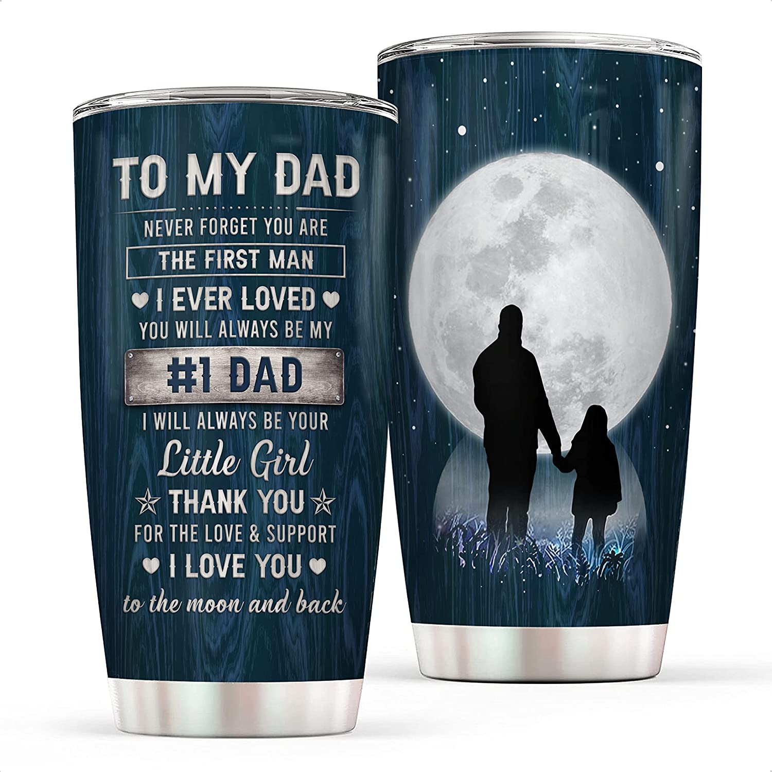 To My Dad Gift From Daughter Insulated Travel Mug – 20Oz To My Dad I Love You Stainless Steel Tumbler Cup With Lid – Worlds Best Dad Gifts On Fathers Day, Birthday, Valentines Day, Christmas