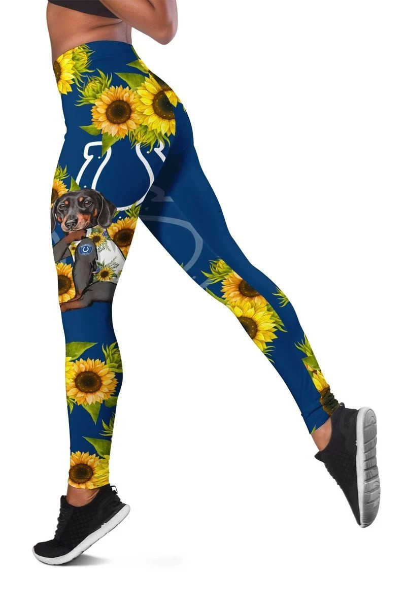 Stocktee Indianapolis Colts Dachshund And Sunflowers All Over Print 3D Legging