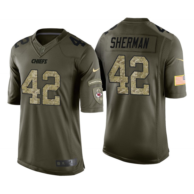 Anthony Sherman Kansas City Chiefs Green Camo Salute To Service Jersey – All Stitched, Embroidery