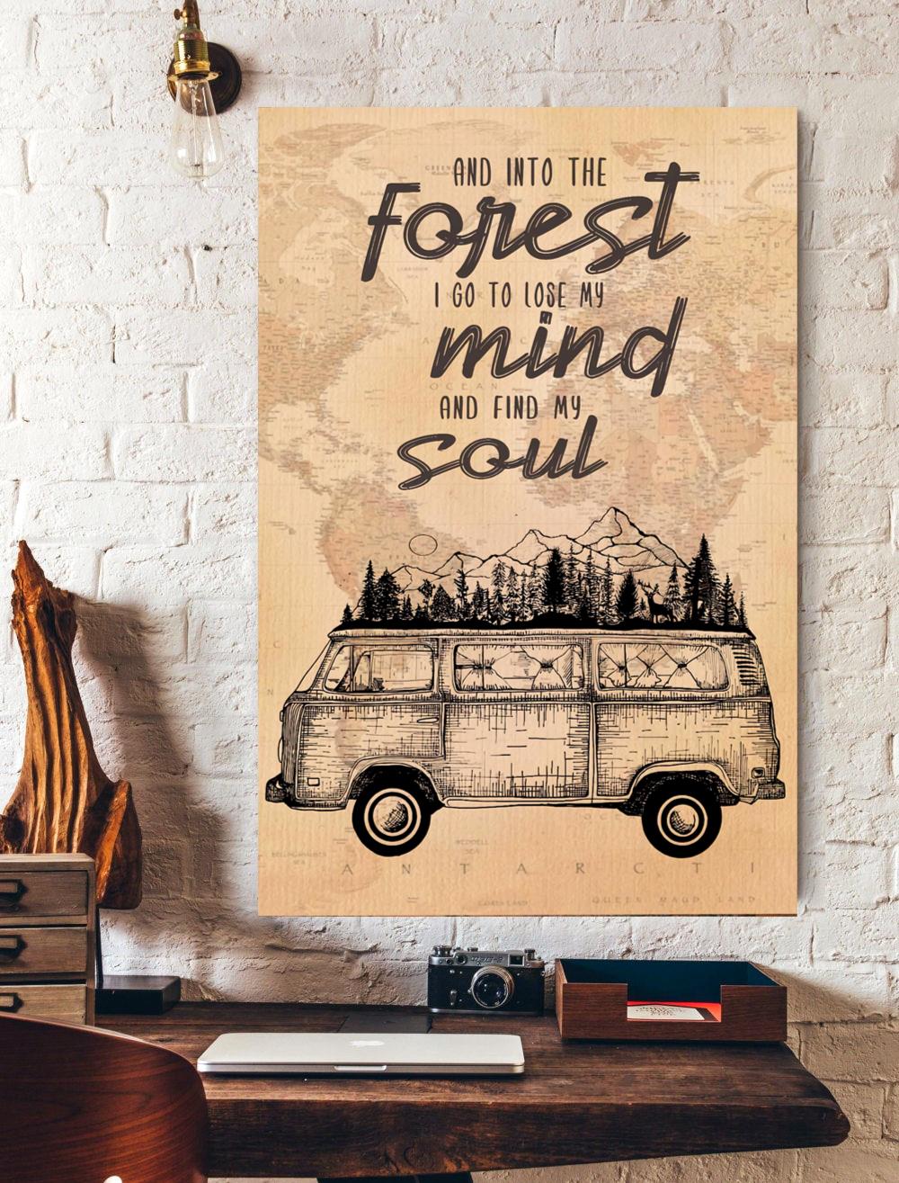 Vintage Into The Forest Lose Mind Find Soul Camping Vertical Poster