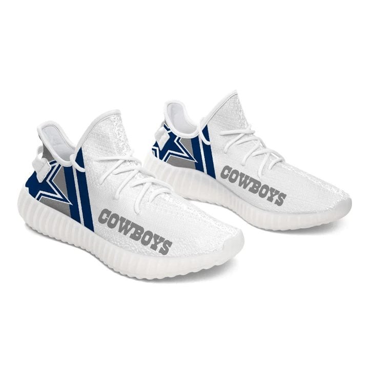 Yeezy Shoes Nfl Dallas Cowboys White Blue Stripes Yeezy Boost Sneakers