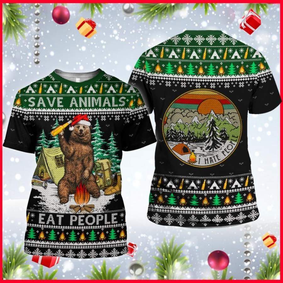 Christmas Save Animals Bear Camping 3D Full Over Print HT1323