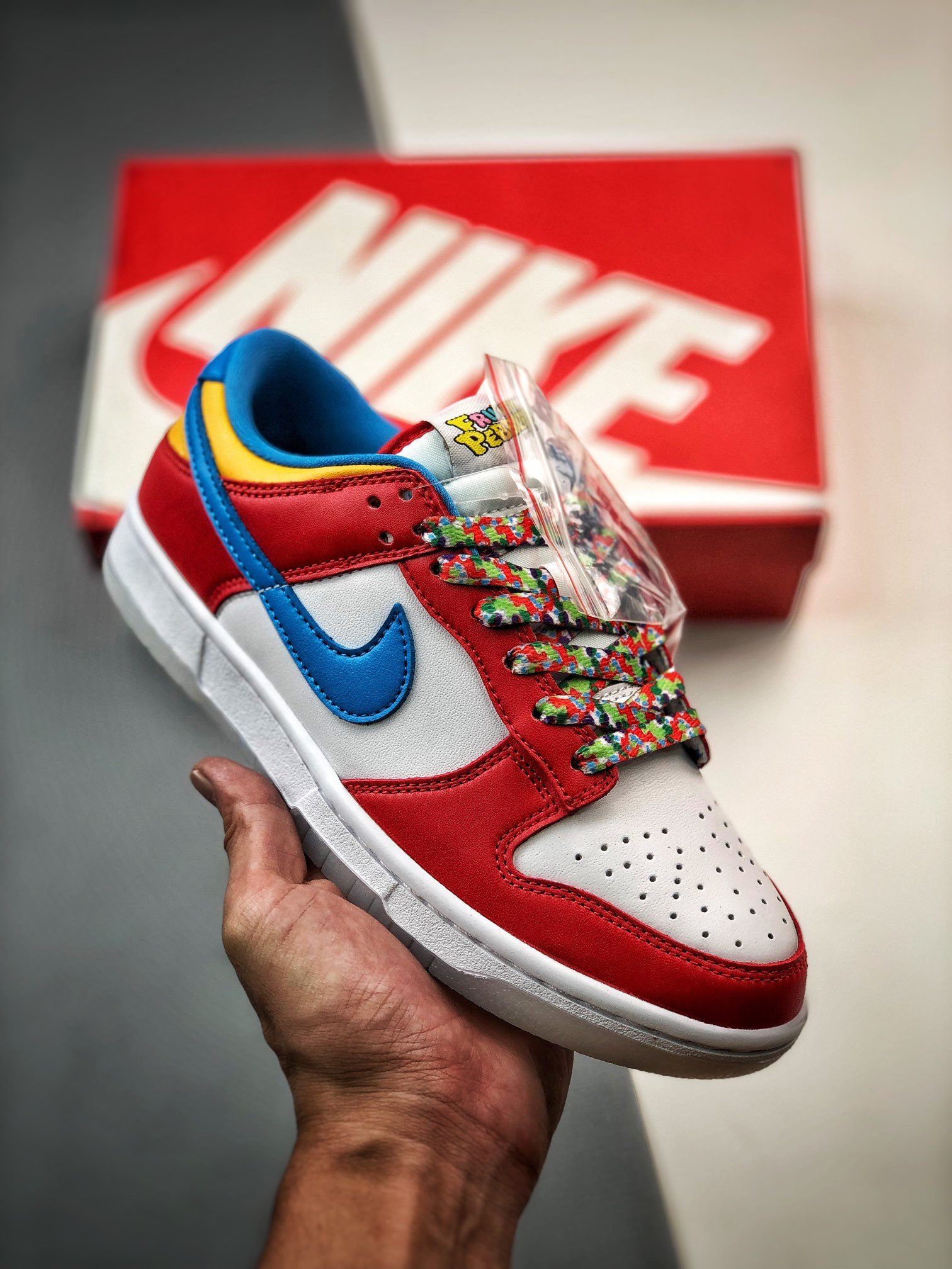 LeBron James X Nike Dunk Low Fruity Pebbles WhiteRed-Blue DH8009-600 ...