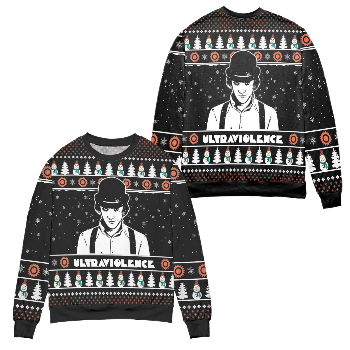 Alex A Clockwork Orange Snowman Pattern Ugly Christmas Sweater – All Over Print 3D Sweater