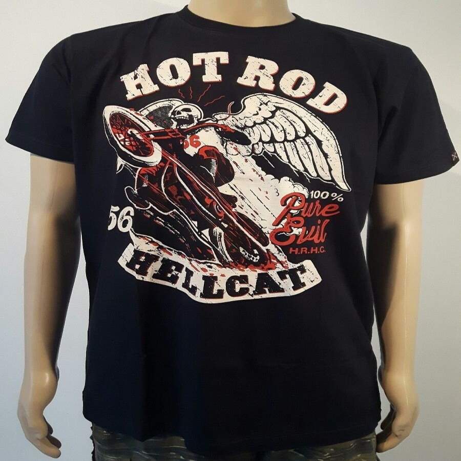 BIG SALE Hotrod Hellcat T-shirt pure Evil Ghost Rider, Skull, Hot Rod, Vintage Oldschool 100% cotton men tee