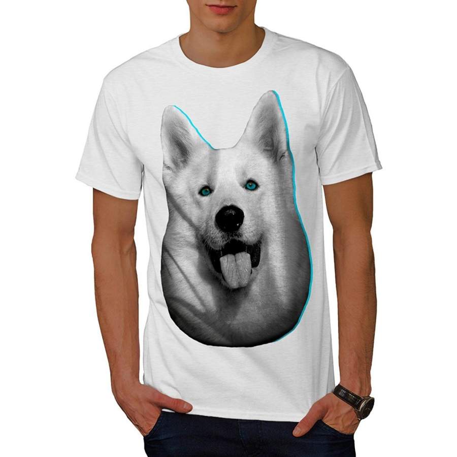 Cute Huskey Animal Dog Men T-Shirt Summer Fashion Short Sleeved Funny Tee Shirt