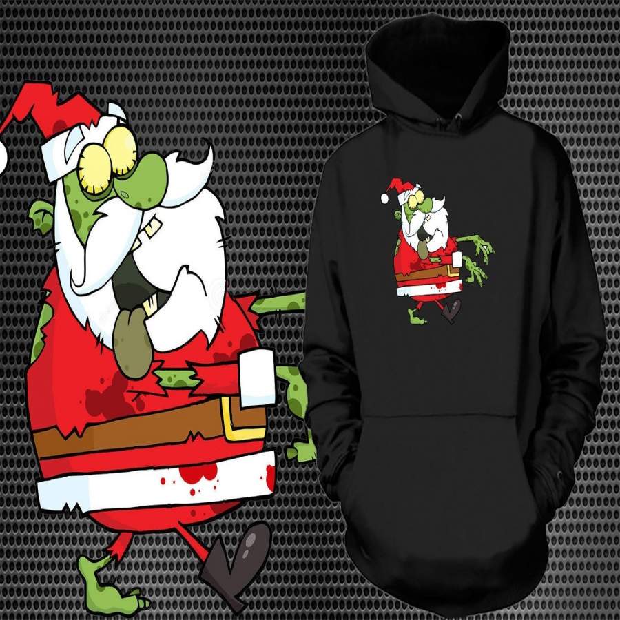 Zombie Santa Hoodie Christmas funny Hooded Sweatshirt Halloween Costume