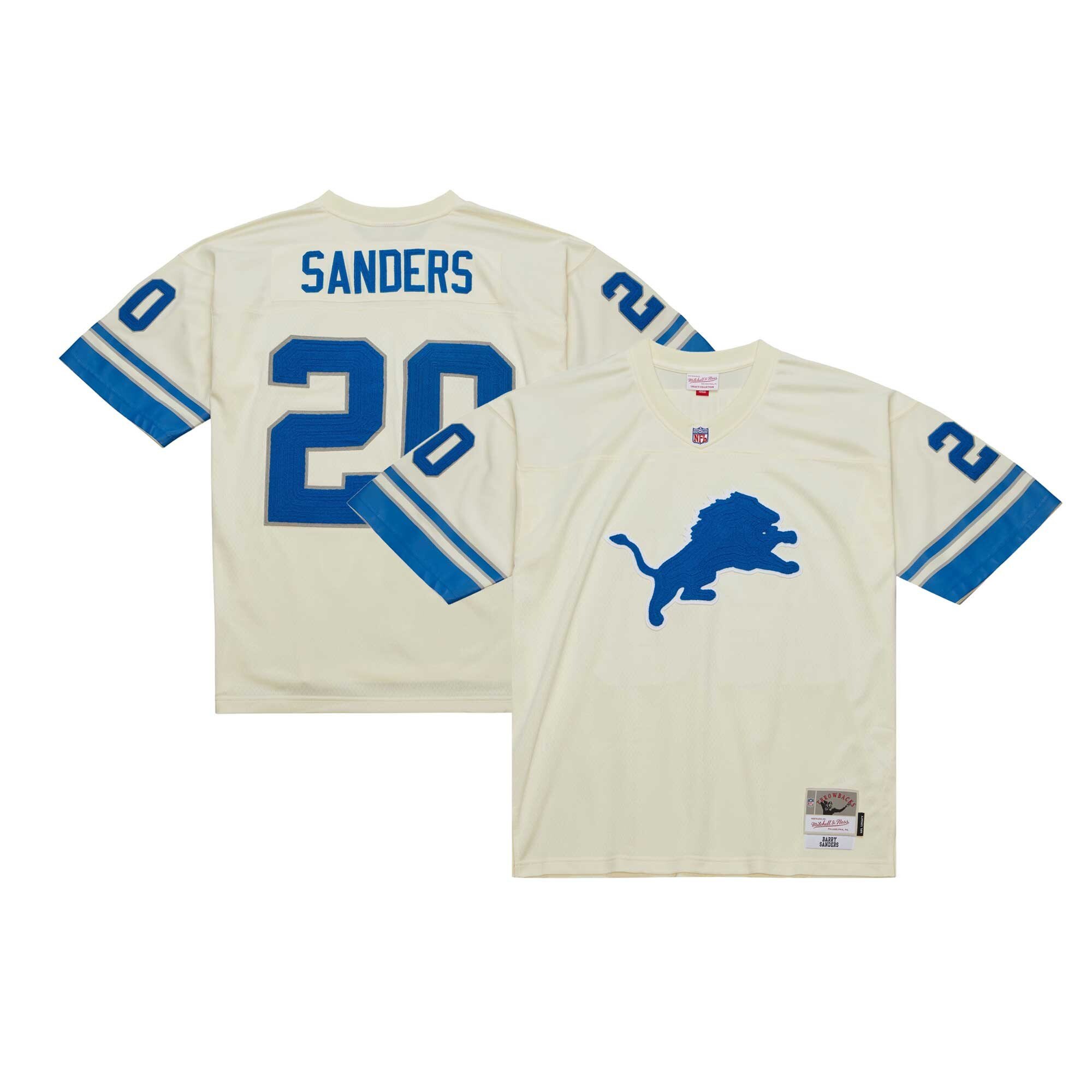 Barry Sanders Mitchell & Ness Cream Detroit Lions Chainstitch Legacy Jersey – All Stitched