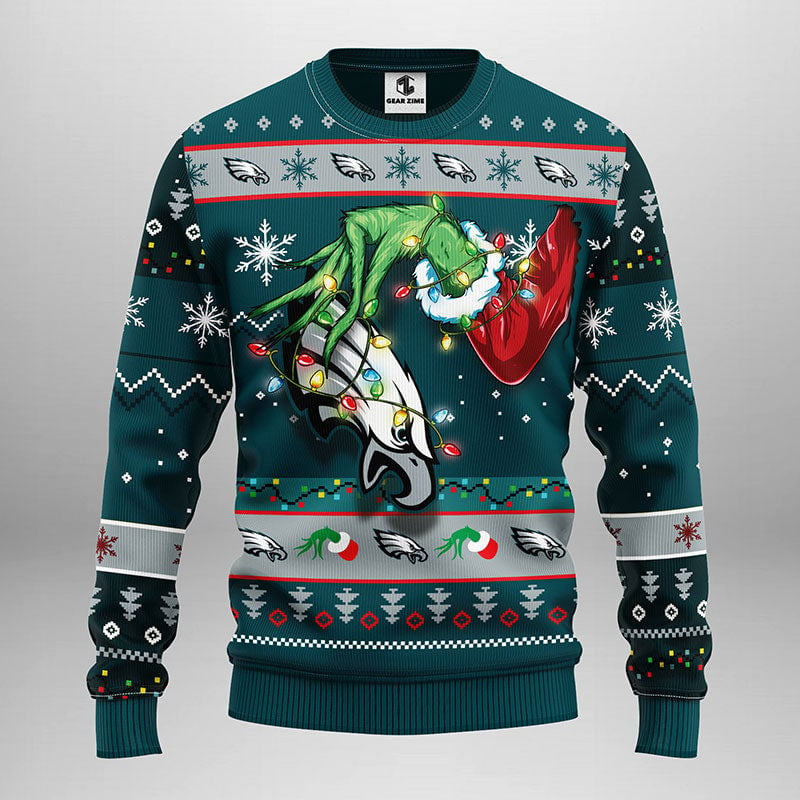 Philadelphia Eagles Grinch Ugly Christmas Sweater