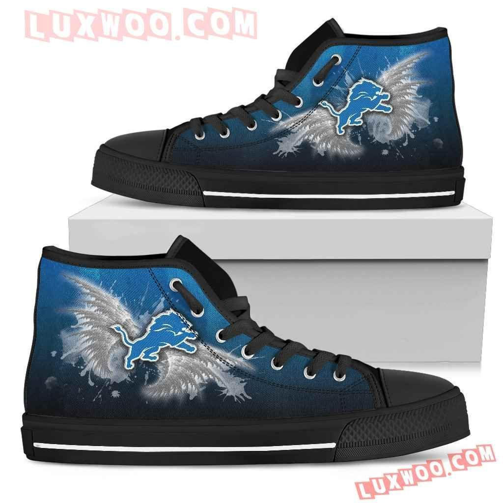 Angel Wings Detroit Lions High Top Shoes Sport Sneakers