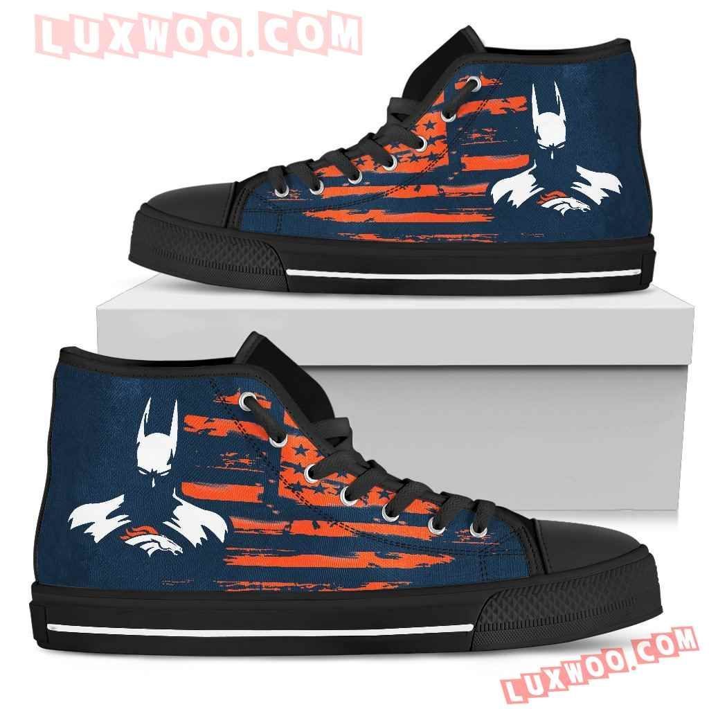 Batman Style Big Denver Broncos High Top Shoes Sport Sneakers