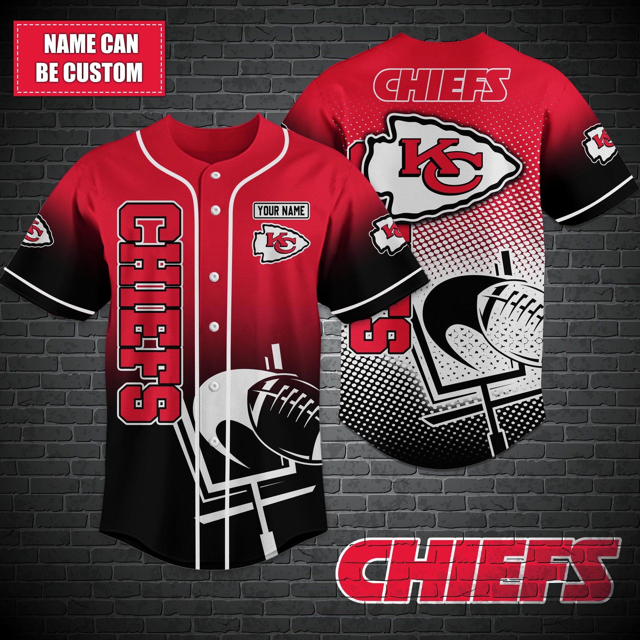 Kansas City Chiefs Custom Name Baseball Shirt T-44757