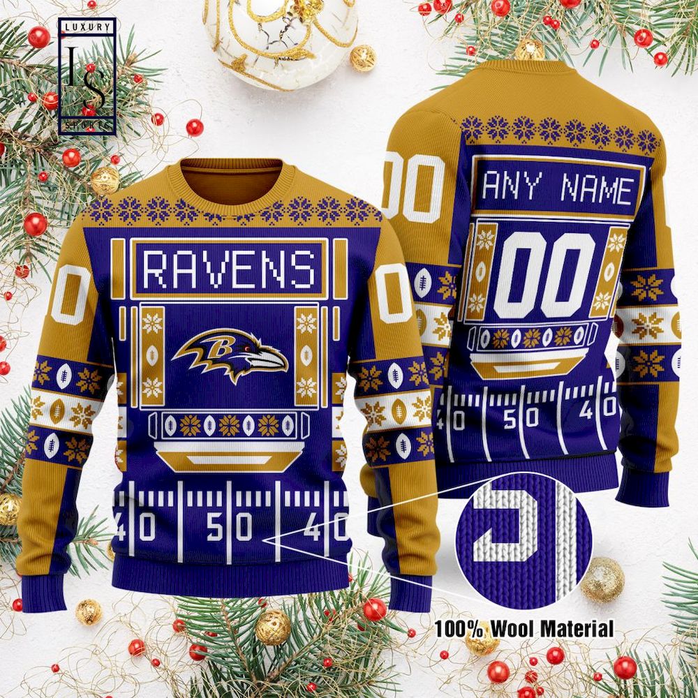 Baltimore Ravens Personalized Gift For Fan Ugly Wool Sweater Christmas