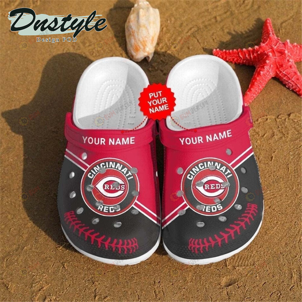 Cincinnati Reds Custom Name Pattern Crocs Classic Clogs Shoes In Red & Black – Aop Clog