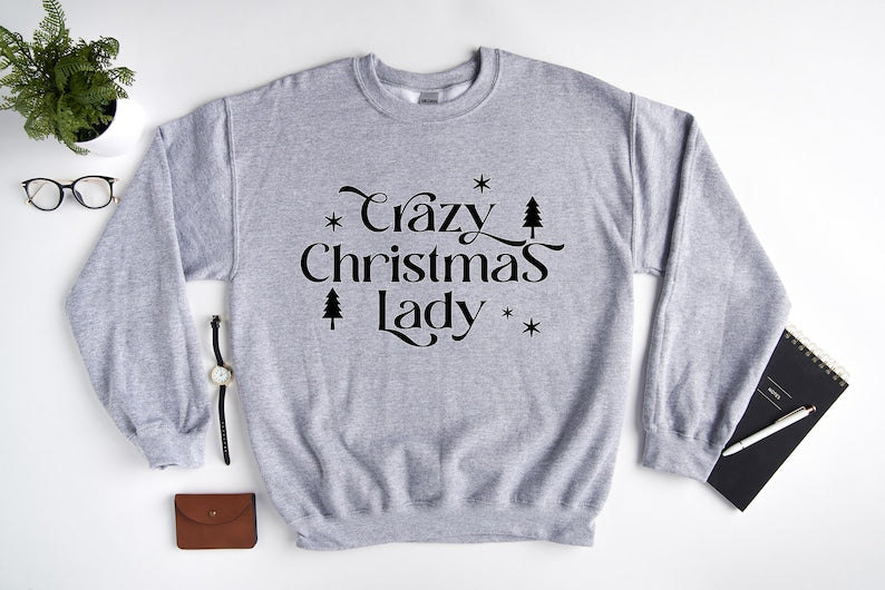 Nanimate Christmas Gifts Merry Christmas Sweatshirt, Crazy Christmas Lady Sweater, Merry Christmas Shirt, Vintage Christmas Crewneck