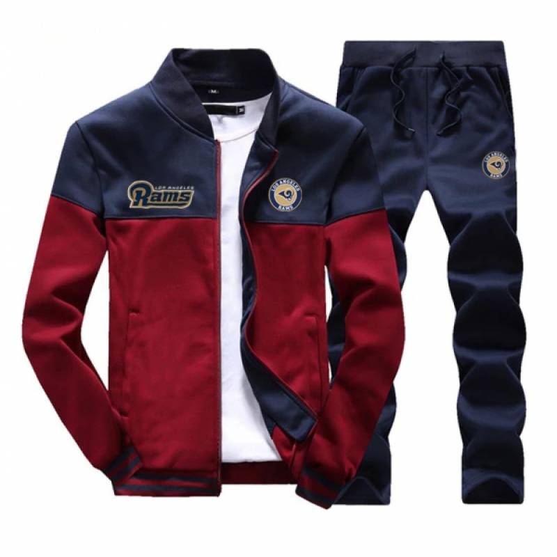 Los Angeles Rams Sweatshirt +Sweatpants Mens Clothing 2 Pieces Sets Slim Tracksuit