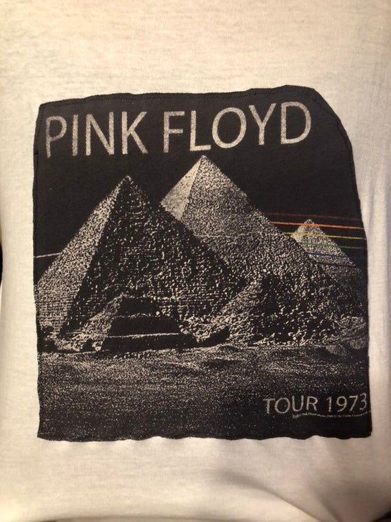 Recycled Upcycled Pink Floyd 1973 Tour Logo Sewn Onto Shirt Baseball Shirt