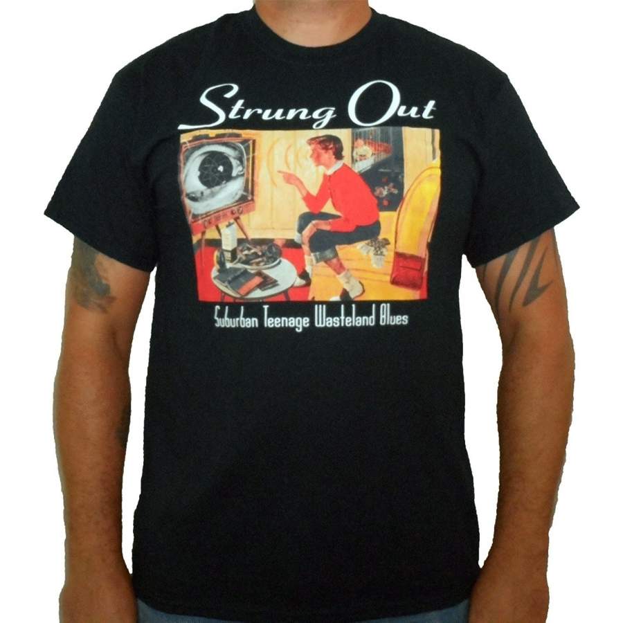 Vintage Style Strung Out Suburban Teenage Wasteland Blues Mens T-Shirt Fashion Cotton Tops Black Size S-3XL