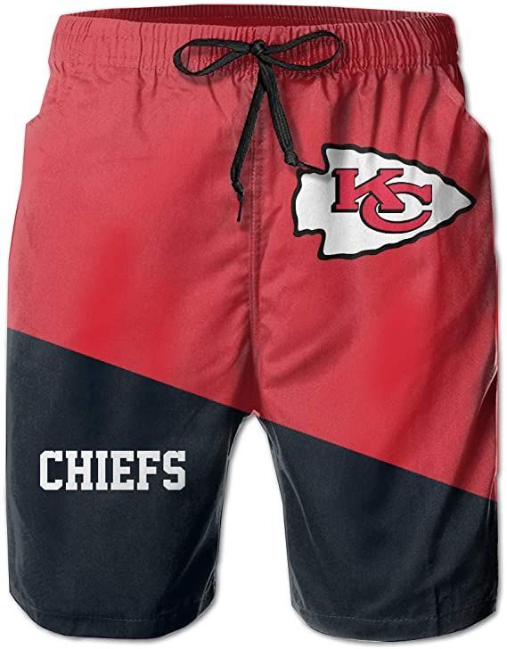 Mens 3D Kansas City Chiefs Customized Logo Swim Trunks Beach Party Game Gifts Sports Swimming Short Pants 3D