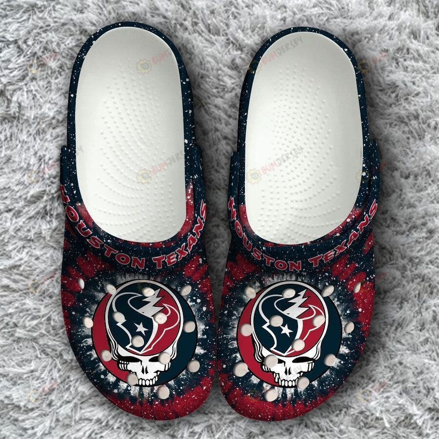 Houston Texans Logo Pattern Crocs Classic Clogs Shoes In Dark Blue & Red – Aop Clog