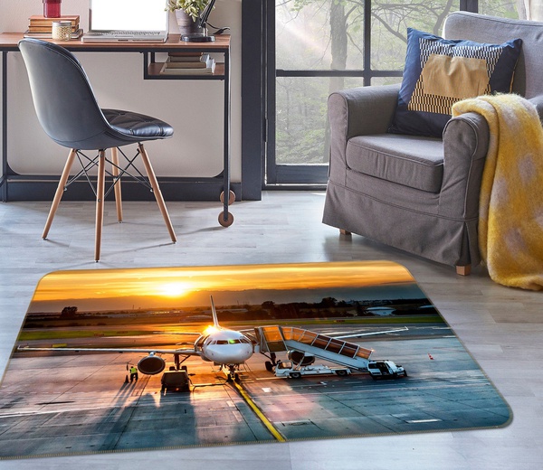 3D Aircraft Sunset View Area Rug Home Decor