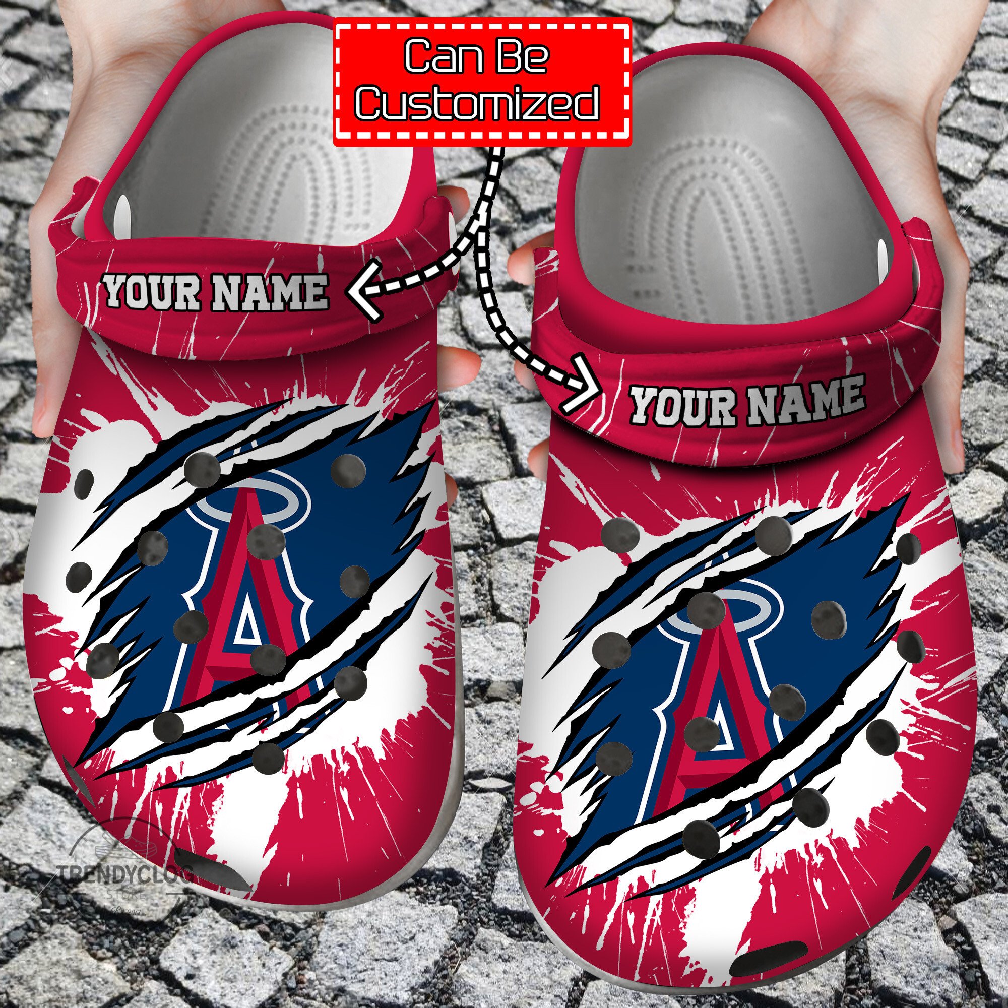 Baseball Crocs – Personalized La Angels Ripped Claw Clog Shoes