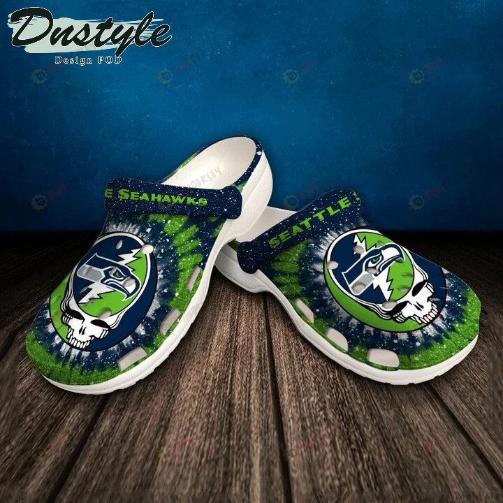 Seattle Seahawks Skull Pattern Crocs Classic Clogs Shoes In Blue & Green – Aop Clog