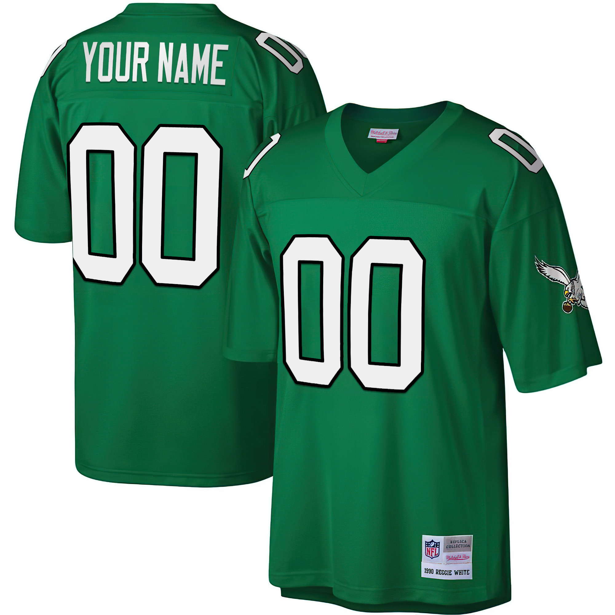Eagles Big & Tall 1990 Retired Kelly Green Custom Jersey - All Stitched ...