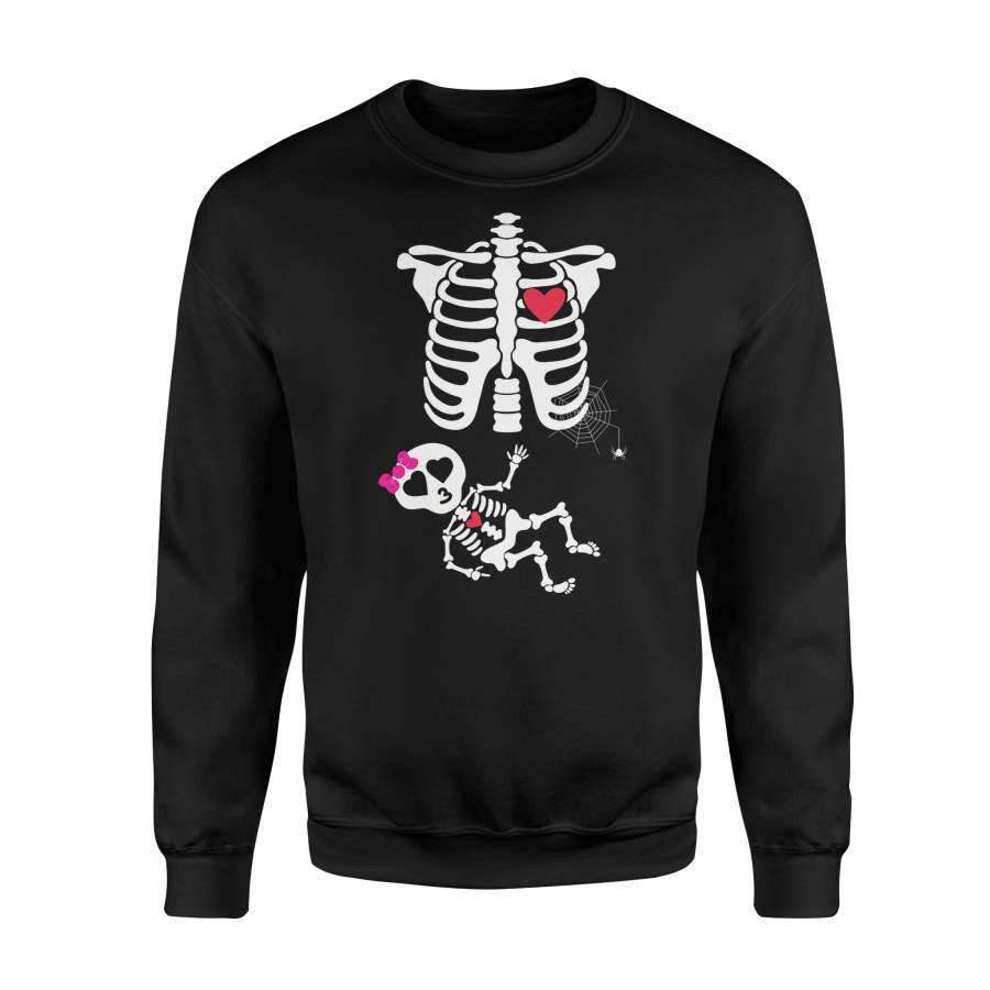 Maternity Baby Girl Skeleton Pregnant Halloweens Sweatshirt