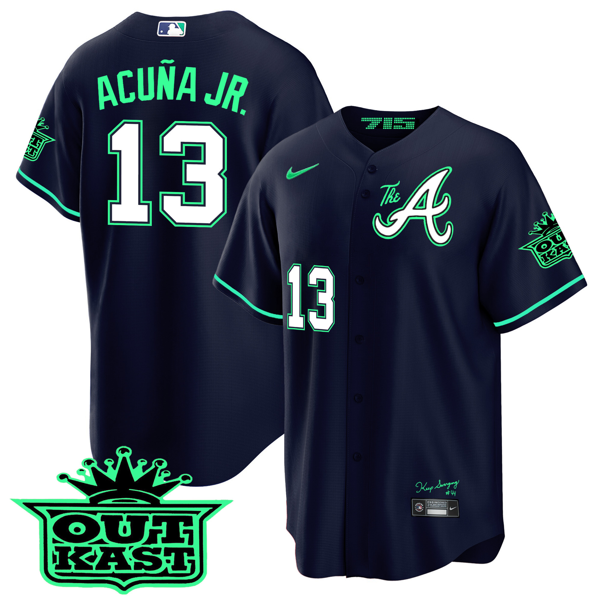 Men’S Atlanta Braves Atliens The A Cool Base Jersey – Galaxy Version – All Stitched